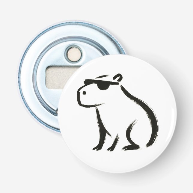 Chill Capybara - Tintenbrush Design Flaschenöffner (Vorderseite)