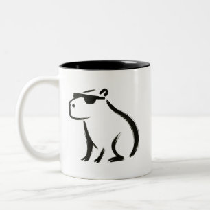 Chill Capybara - Tintenbrush Design Zweifarbige Tasse