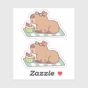 Chill Capybara trinkt Kokossaft Aufkleber