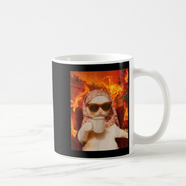 Chill Cat And Coffe Xmas Funny Cat Meme Y2k Joke  Kaffeetasse (Rechts)