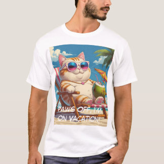 Chill Cat Beach Vibes - Funny Vacation T - Shirt