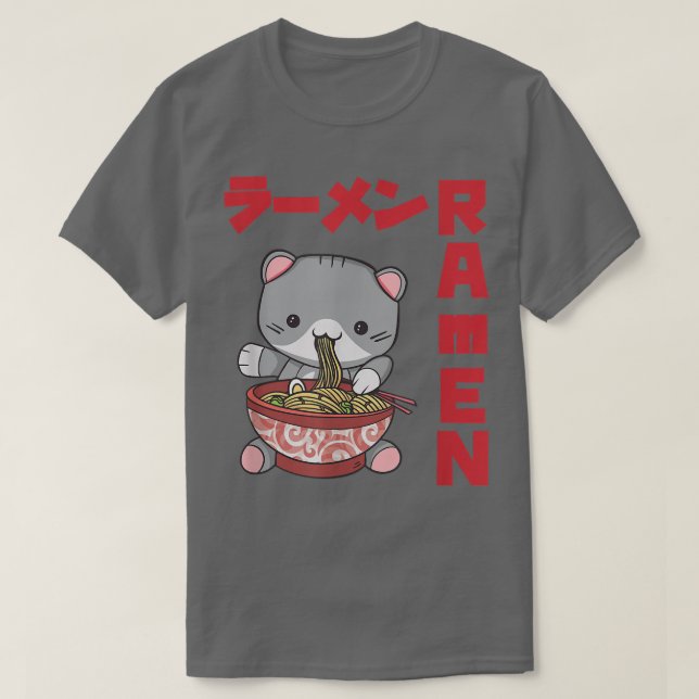 Chill Cat Ramen Anime Noodles Kawaii japanische Sk T-Shirt (Design vorne)