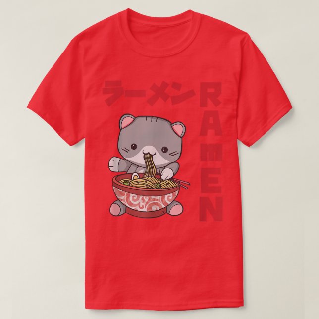 Chill Cat Ramen Anime Noodles Kawaii japanische Sk T-Shirt (Design vorne)