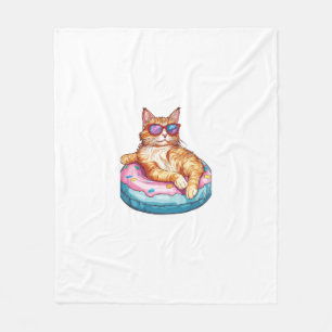 Chill Cat Sommer Stimmung � Poolside Lustige Kitty Fleecedecke
