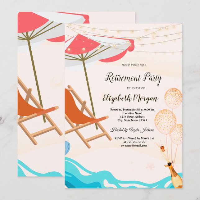 Chill Chill Chill Balloons, Wine Retirement Party Einladung (Vorne/Hinten)