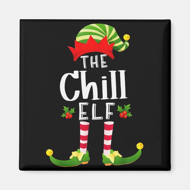 Chill Christmas Elf Matching Pajama X-mas Party  Magnet (Vorne)