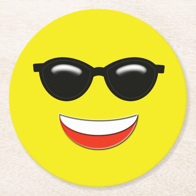 Chill Emoji Runder Pappuntersetzer (Vorderseite)