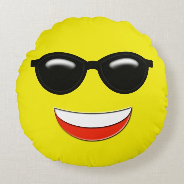 Chill Emoji Rundes Kissen (Vorderseite)