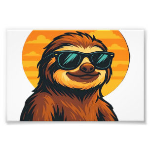 Chill Faultier mit Sonnenbrille - Retro Sonnenunte Fotodruck