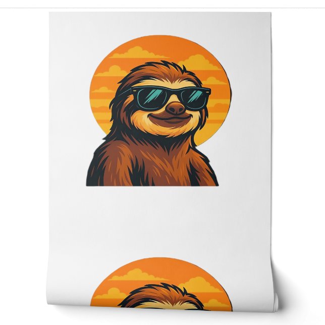 Chill Faultier mit Sonnenbrille - Retro Sonnenunte Tapete (Abrollen)