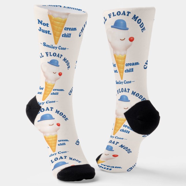 Chill Float-Modus: Nicht nur Cream Dog Eiscreme Socken (Gewinkelt)