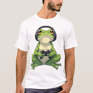 Chill Frosch-Gamer – Süßes Gaming-Maskottchen-Desi T-Shirt