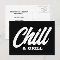 Chill & Grill BBQ-Party-Einladung Postkarten