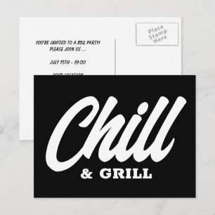 Chill & Grill BBQ-Party-Einladung Postkarten
