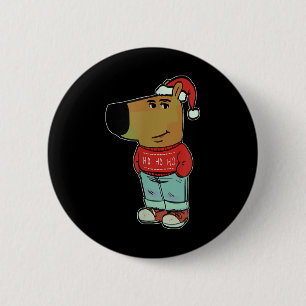 Chill Guy Meme trägt hässlichen Weihnachtspullover Button