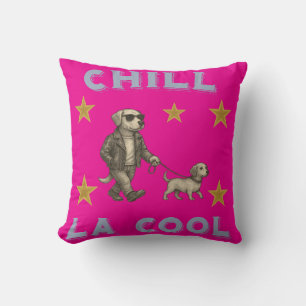 Chill La Cool – Hund mit Brille führt Freund spazi Kissen