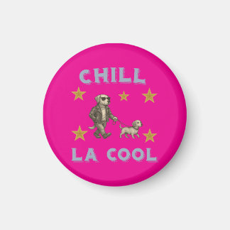 Chill La Cool – Hund mit Brille führt Freund spazi Magnet