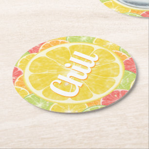 Chill Lemon Citrus Slices Runder Pappuntersetzer
