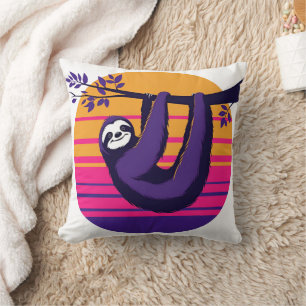 Chill like a sloth - Retro Sunset Sloth Kissen