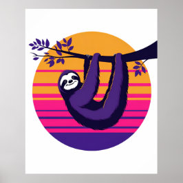 Chill like a sloth - Retro Sunset Sloth Poster