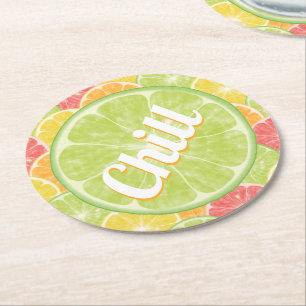 Chill Limon Citrus Slices Runder Pappuntersetzer