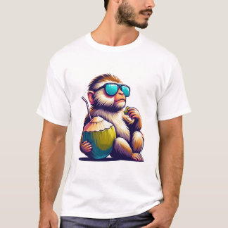 "Chill Monkey with Coconut - Tropical Relaxation" T-Shirt