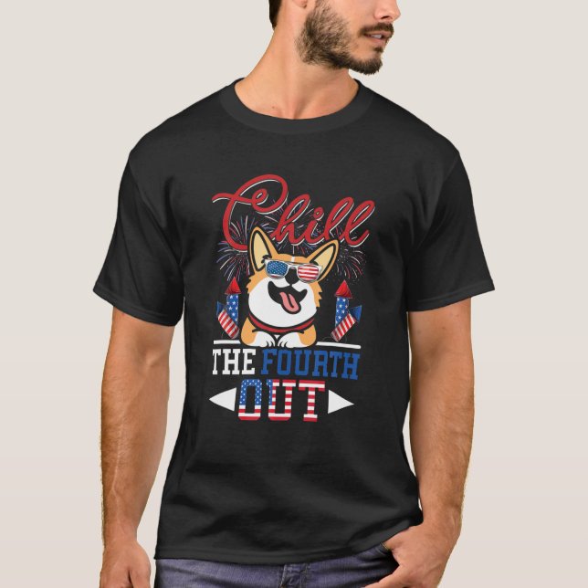 Chill-Out Corgi Hund Lover Funny 4th of T-Shirt (Vorderseite)