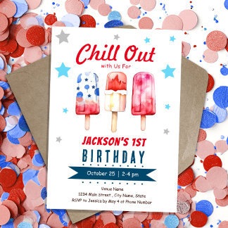 Chill Out Kinder Sommereis Pop 1. Geburtstag Einladung