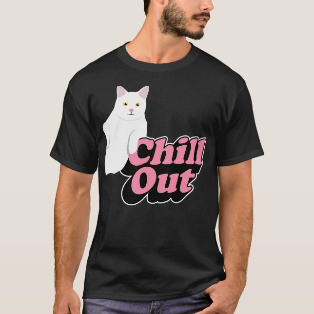 Chill out - Retro-Katze für Kinder in rosa und T-Shirt (Vorderseite)