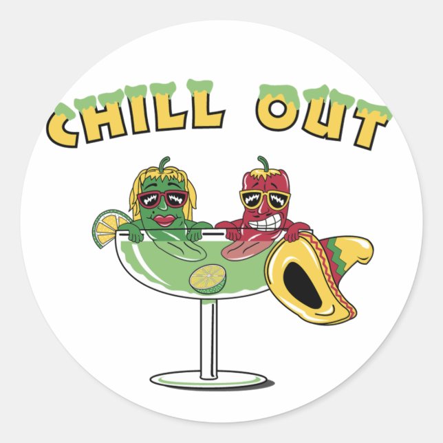 Chill Out Runder Aufkleber (Vorderseite)