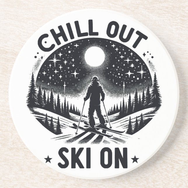 Chill out Ski on on Getränkeuntersetzer (Vorne)