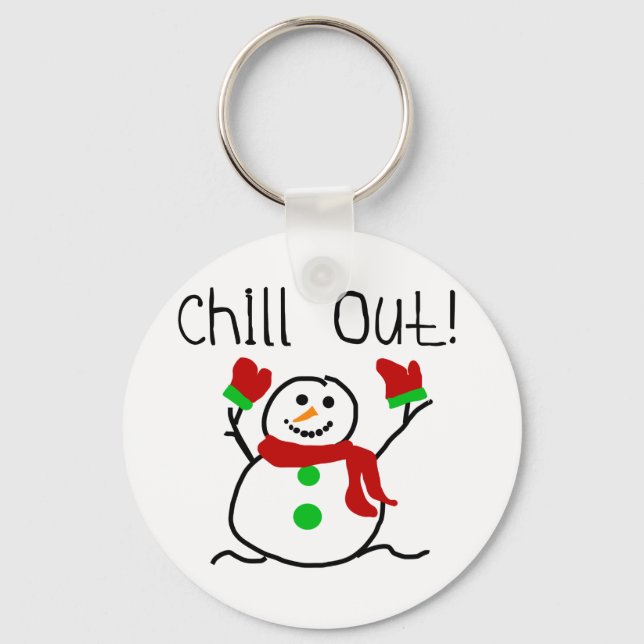 Chill Out Snowman Tshirts und Geschenke Schlüsselanhänger (Vorderseite)