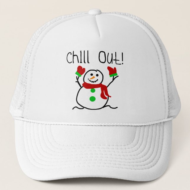 Chill Out Snowman Tshirts und Geschenke Truckerkappe (Vorderseite)