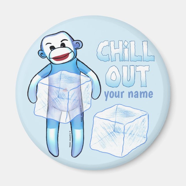 Chill Out Sockeln-Affen-Magnet Magnet (Vorne)