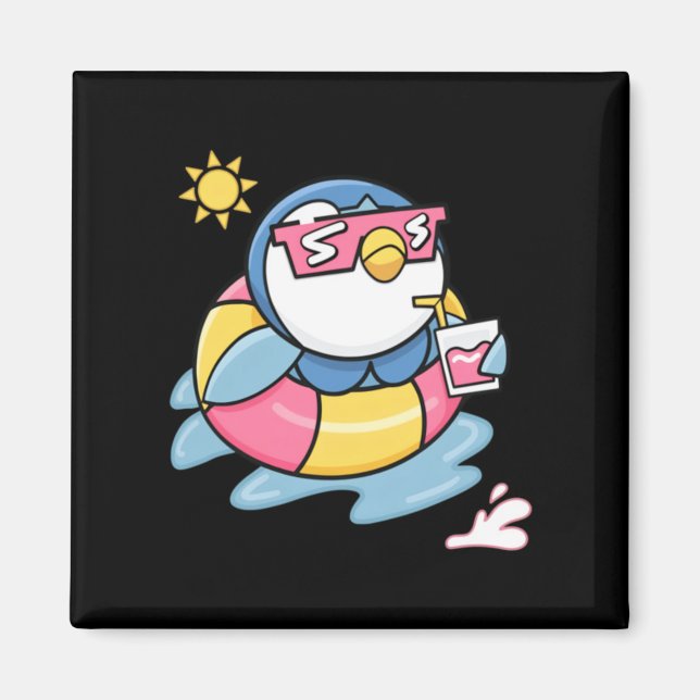 Chill-Pinguin-Sommer-Float-Getränk Lustiger Urlaub Magnet (Vorne)