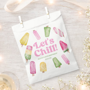 Chill Pink Retro Popsicle Birthday Party Geschenktütchen