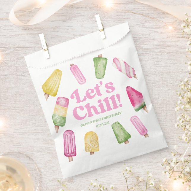 Chill Pink Retro Popsicle Birthday Party Geschenktütchen (Ausgeschnitten)