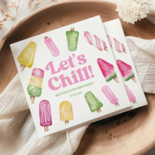 Chill Pink Retro Popsicle Birthday Party Serviette