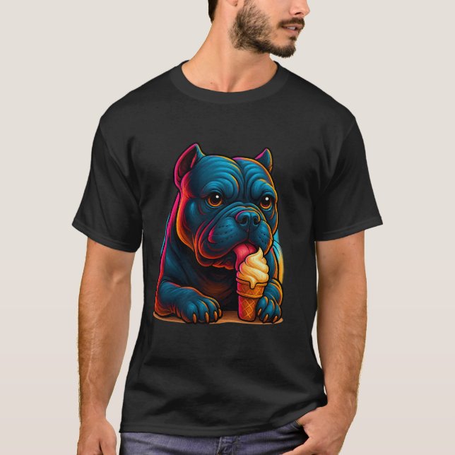 Chill Pup Glow – Bulldog Ice Cream Neon T-Shirt (Vorderseite)