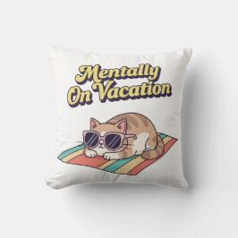 Chill Retro Cat Vacation Mood Square Pillow Kissen