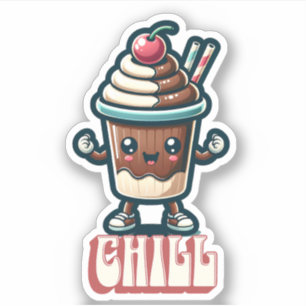 Chill Schokoladen-Milchshake-Wortspiel Aufkleber