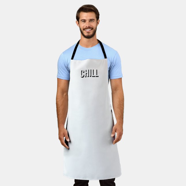 Chill Schwarz-weiß moderne Typografie Spaß Grill G Schürze (Getragen)