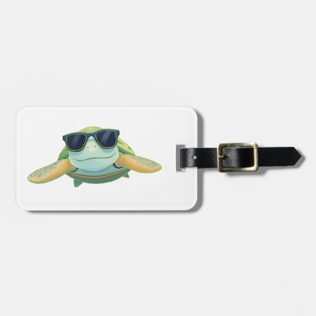 Chill Sea Turtle with Sunglasses Gepäckanhänger (Vorderseite horizontal)