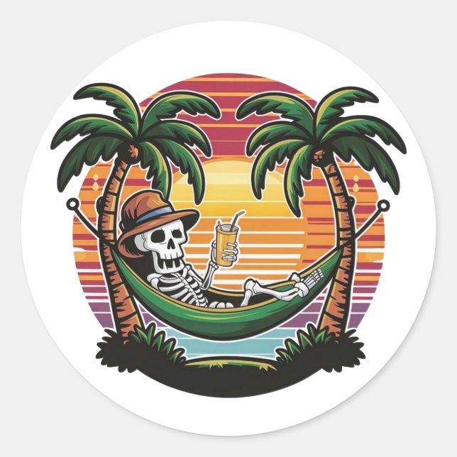 Chill Skeleton Beach Aufkleber  (Vorderseite)