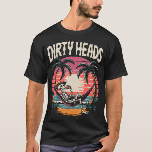 Chill Skeleton Dirty Heads Retro Beach Art for Men T-Shirt