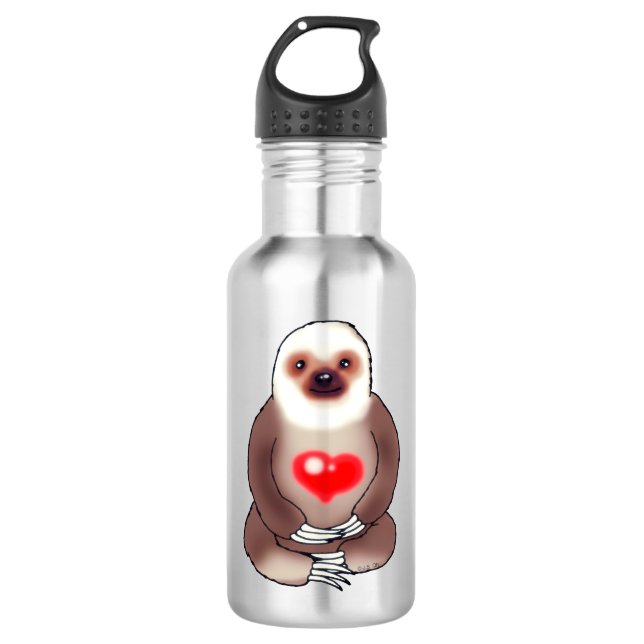 Chill Sloth mit leuchtendem Herzen Edelstahlflasche (Vorderseite)