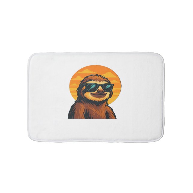 Chill Sloth mit Sonnenbrille - Retro Sunset Vibes  Badematte (Vorderseite)
