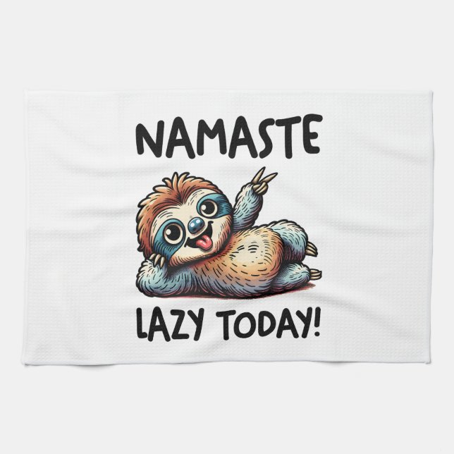 Chill Sloth Namaste Lazy Vibes Geschirrtuch (Horizontal)