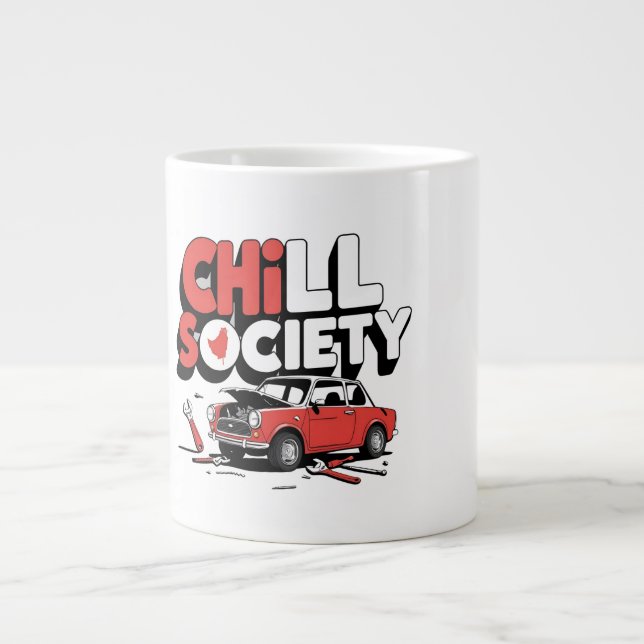 Chill Society Funny Car Reparatur gebrochenen Fahr Jumbo-Tasse (Vorderseite)
