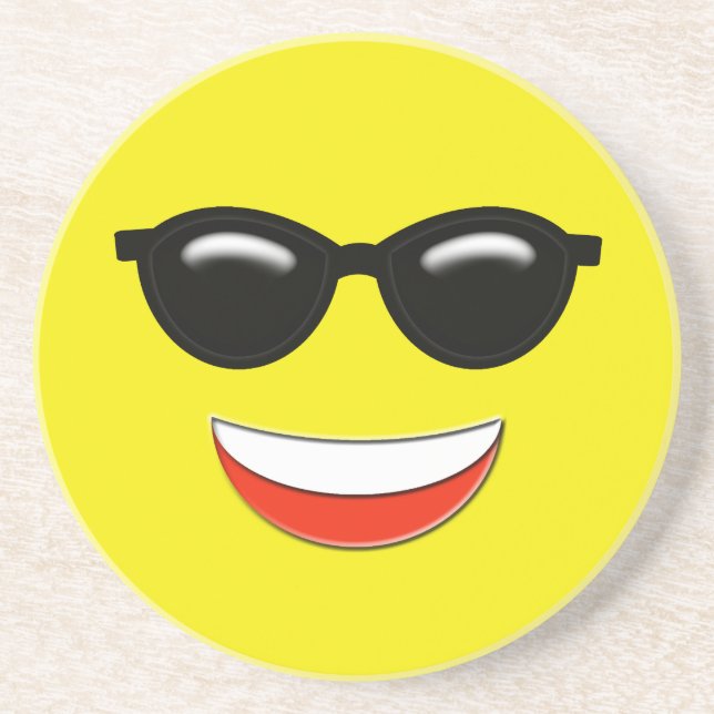 Chill Sunglasses Emoji Sandstein Untersetzer (Vorne)